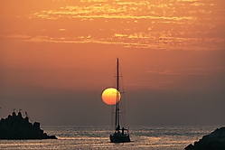Sonnenuntergang im alten Hafen auf Fuerteventura